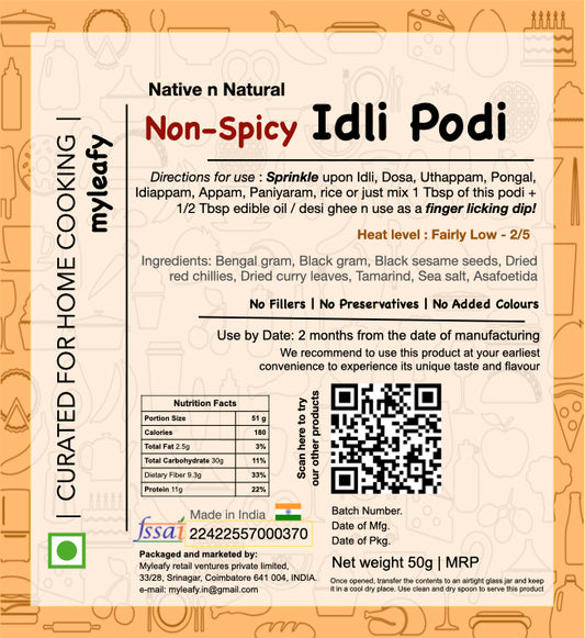 Non-Spicy Idli Podi